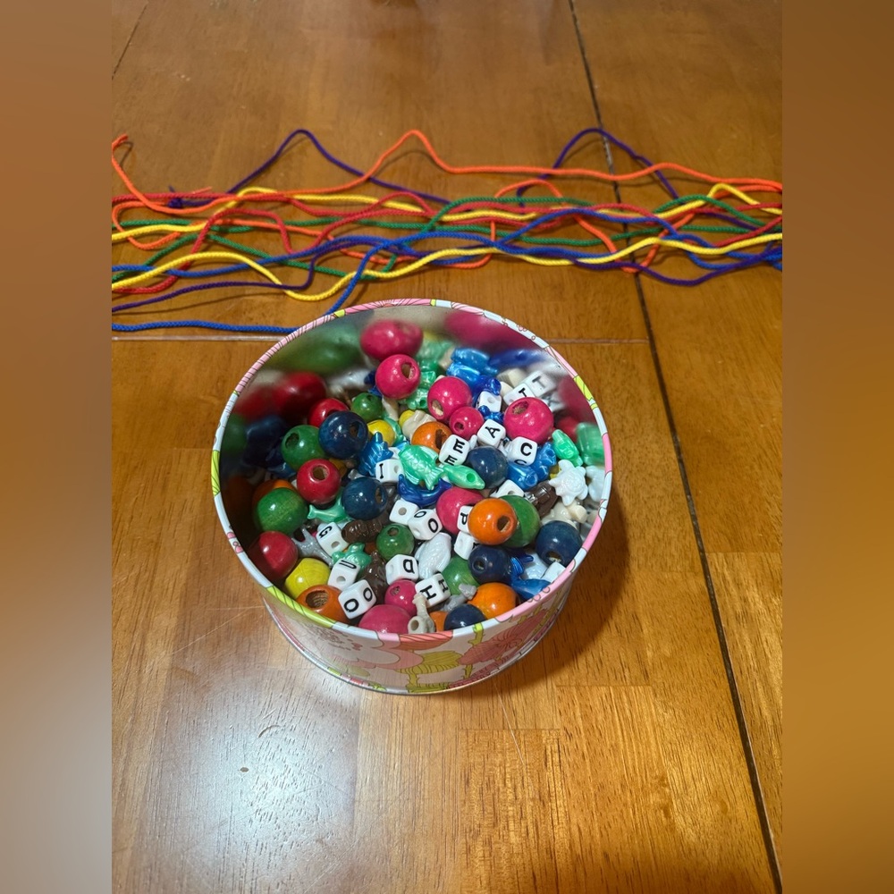 Colorful craft beads and strings